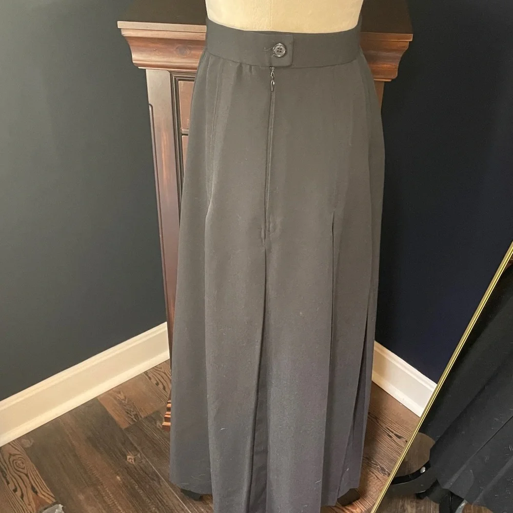 Vintage Lady Sansabelt Black‎ Pleated Midi Skirt Size Medium